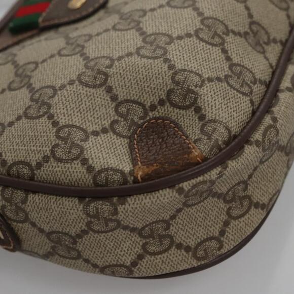 GUCCI GG Supreme Web Sherry Line Shoulder Bag Pvc Beige Red - Picture 10 of 16